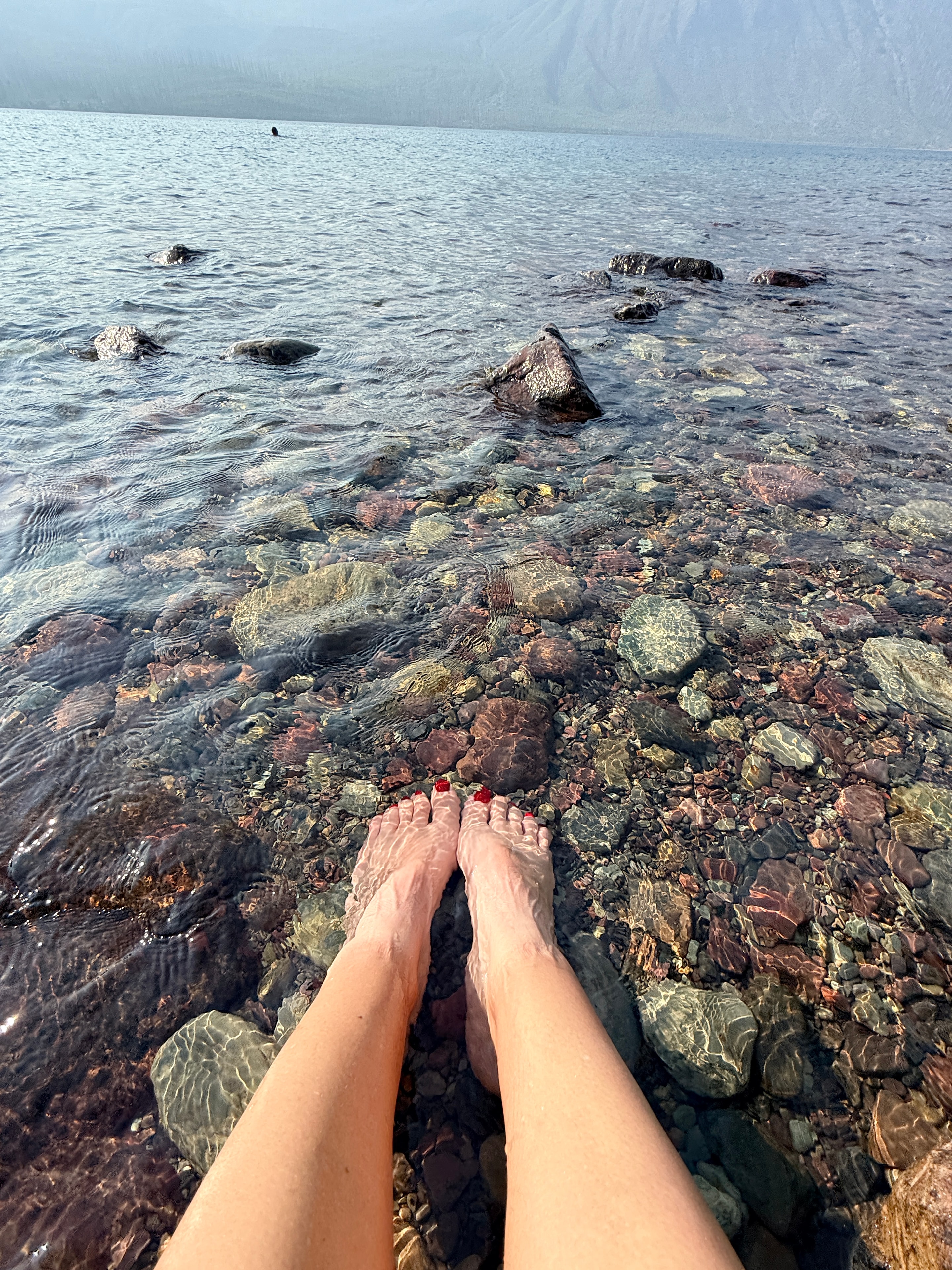 Wading in clear water