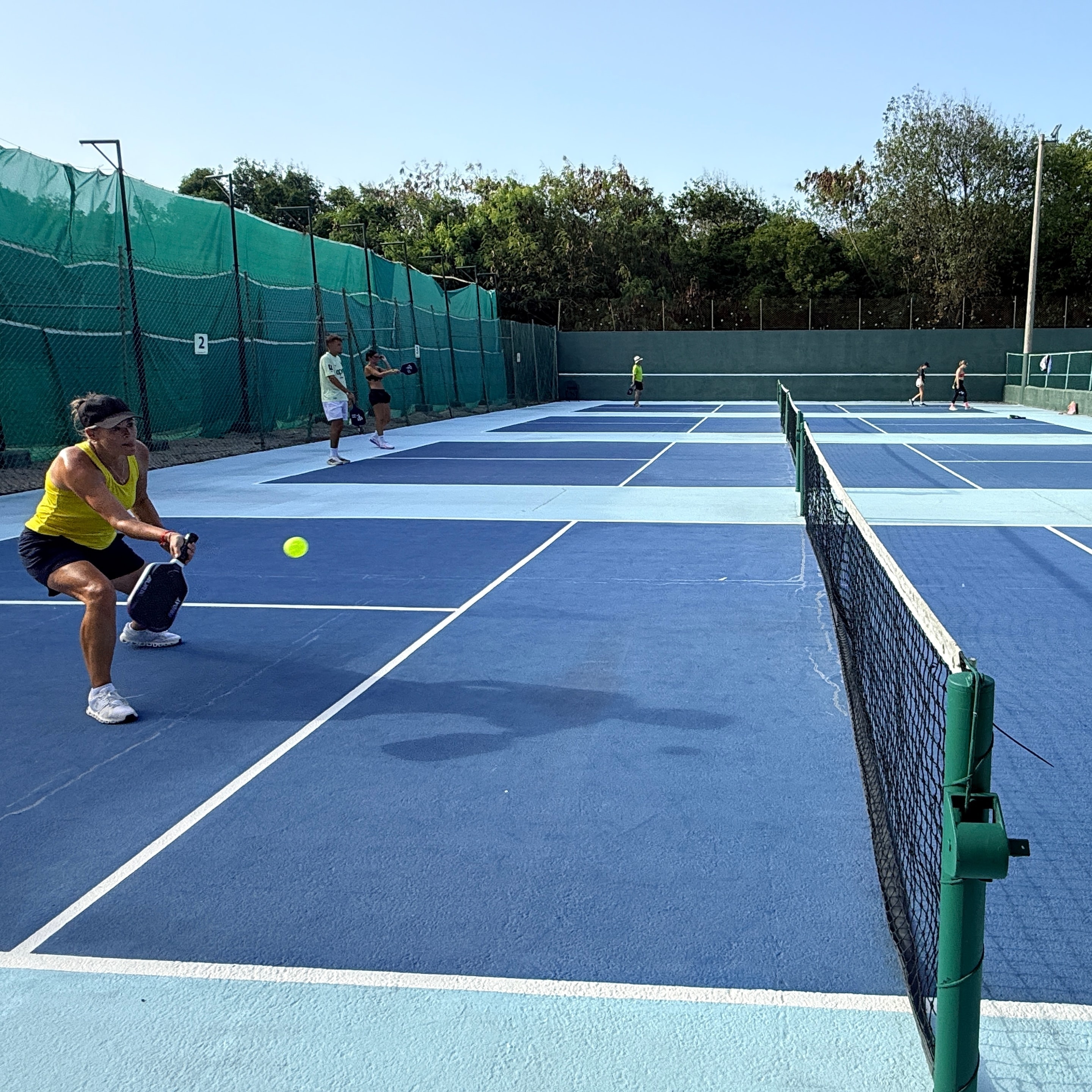 Pickleball players enjoying a retreat vacation